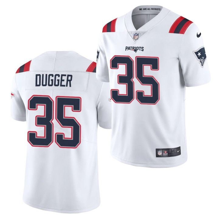 Men New England Patriots #35 Kyle Dugger Nike White Vapor Limited NFL Jersey